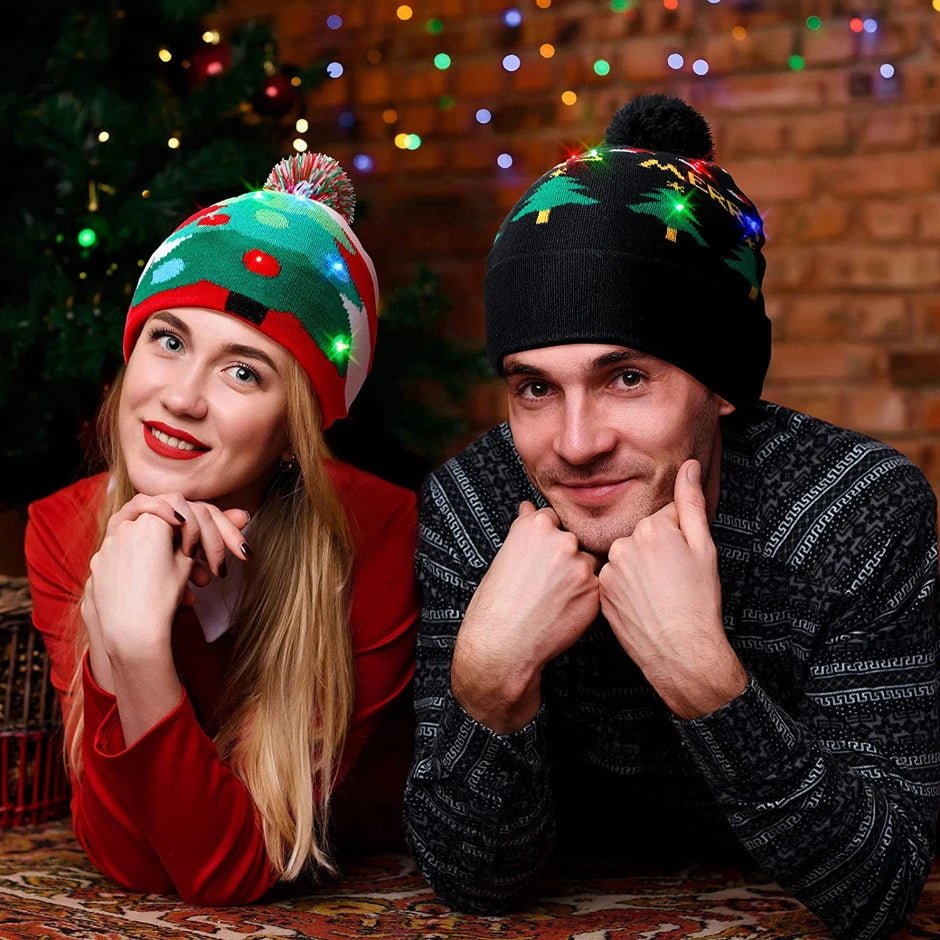 Sandsberg | LED Weihnachtsmütze - Unisex Strickmütze für Weihnachten und Neujahr