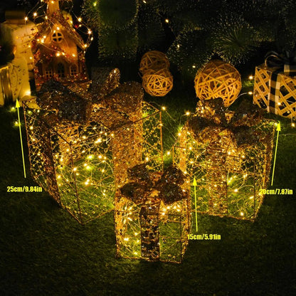 Sandsberg | LED Weihnachten Weihnachtsbaum, Schneemann oder Geschenkbox Dekoration – Schneemann & Rehkitz Baum Dekorationen, Perfekte Feiertagsornamente & Neujahrsgeschenke