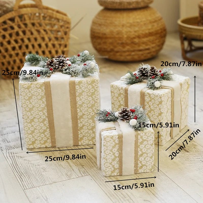 Sandsberg | LED Weihnachten Weihnachtsbaum, Schneemann oder Geschenkbox Dekoration – Schneemann & Rehkitz Baum Dekorationen, Perfekte Feiertagsornamente & Neujahrsgeschenke