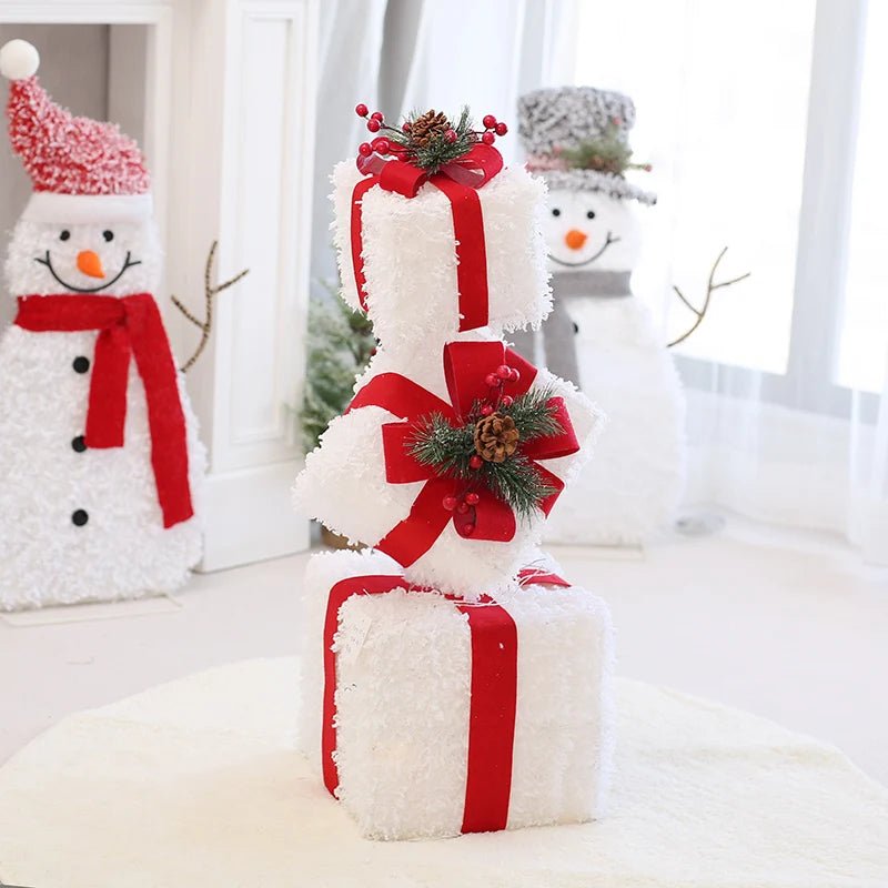 Sandsberg | LED Weihnachten Weihnachtsbaum, Schneemann oder Geschenkbox Dekoration – Schneemann & Rehkitz Baum Dekorationen, Perfekte Feiertagsornamente & Neujahrsgeschenke