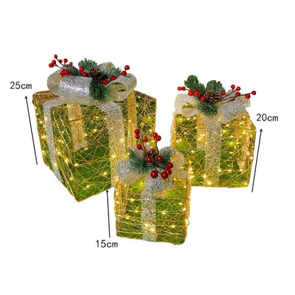 Sandsberg | LED Weihnachten Weihnachtsbaum, Schneemann oder Geschenkbox Dekoration – Schneemann & Rehkitz Baum Dekorationen, Perfekte Feiertagsornamente & Neujahrsgeschenke