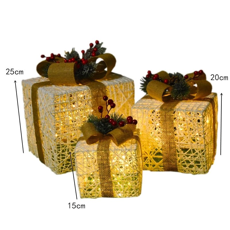 Sandsberg | LED Weihnachten Weihnachtsbaum, Schneemann oder Geschenkbox Dekoration – Schneemann & Rehkitz Baum Dekorationen, Perfekte Feiertagsornamente & Neujahrsgeschenke