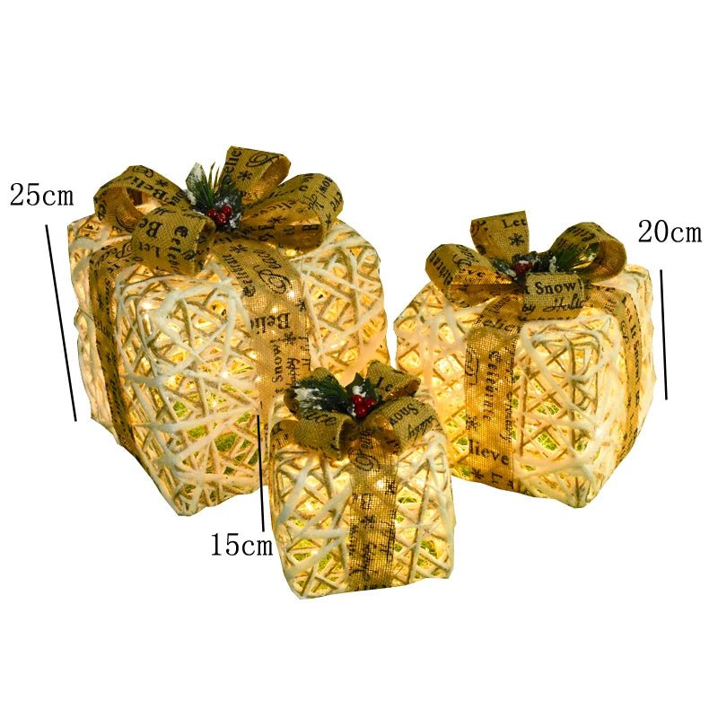 Sandsberg | LED Weihnachten Weihnachtsbaum, Schneemann oder Geschenkbox Dekoration – Schneemann & Rehkitz Baum Dekorationen, Perfekte Feiertagsornamente & Neujahrsgeschenke