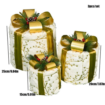 Sandsberg | LED Weihnachten Weihnachtsbaum, Schneemann oder Geschenkbox Dekoration – Schneemann & Rehkitz Baum Dekorationen, Perfekte Feiertagsornamente & Neujahrsgeschenke