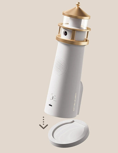 Sandsberg | Lighthouse Moon Projection Lamp – Dimmbares Bluetooth Ambient Light mit Bewegungssensor, perfekt für nächtliche Ruhe & Weihnachtsgeschenke