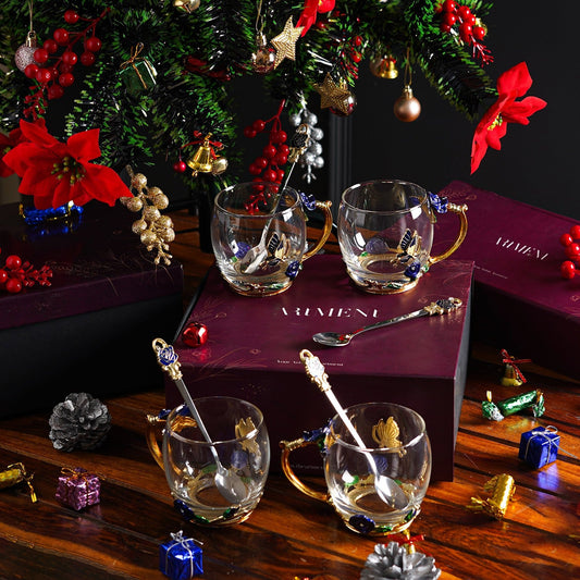 Luxus Kristallparadies Glas Becher (Mit Löffel) Geschenkbox