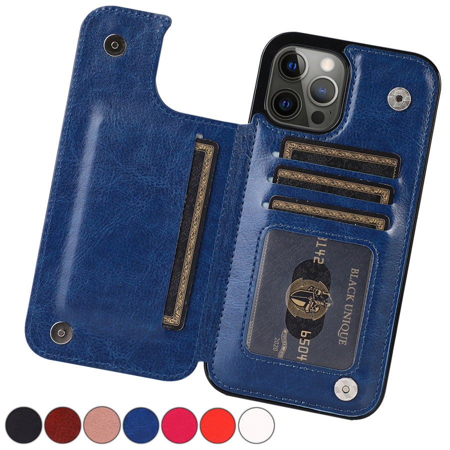Hochwertige Leder-Brieftaschenhülle für das Apple iPhone | Flip-Cover-Kartenhalter mit Geldbörsen- und Portmoneefunktion