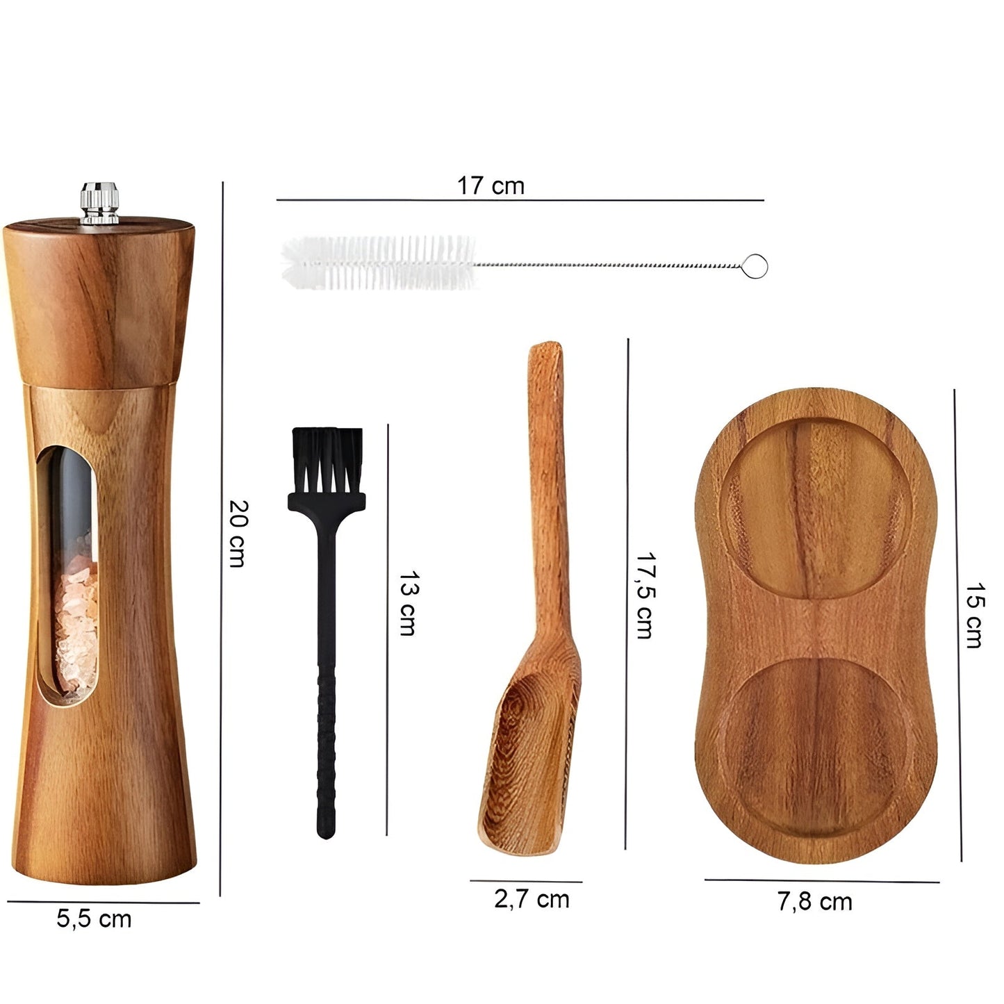 Sandsberg | SpiceCraft Manuelles Salz- und Pfeffermühlen-Set – Holzdessin mit acrylfenster einstellbare mahlgrade