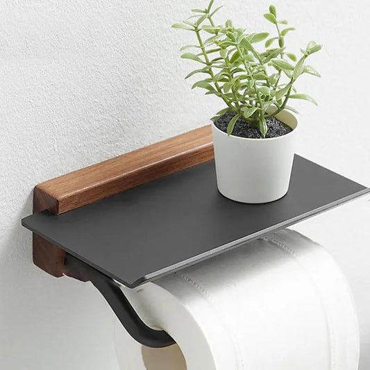 Bambus- und Aluminium-Toilettenpapierhalter