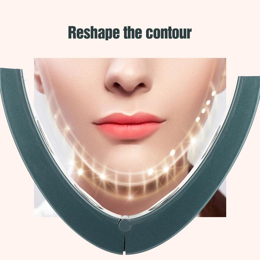 Microcurrent V-Gesicht Lifting Gerät 6Modi Erwärmte Hautverjüngung Doppelkinn V Gesicht Vibration Massagegerät Drahtlose Fernbedienung
