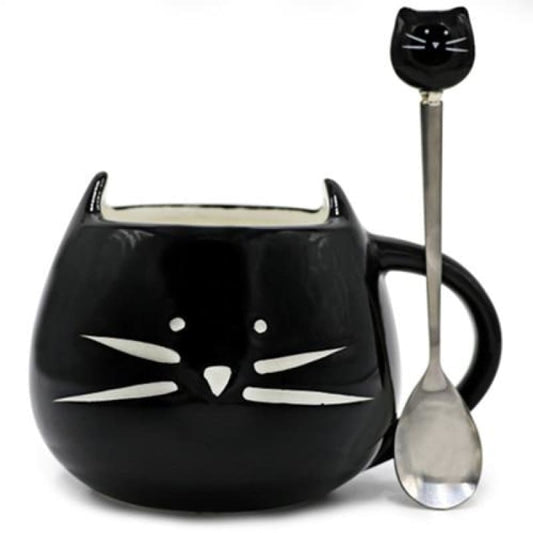 Becher und Löffel Katze Schwarz und Weiß SPOONYKAT™