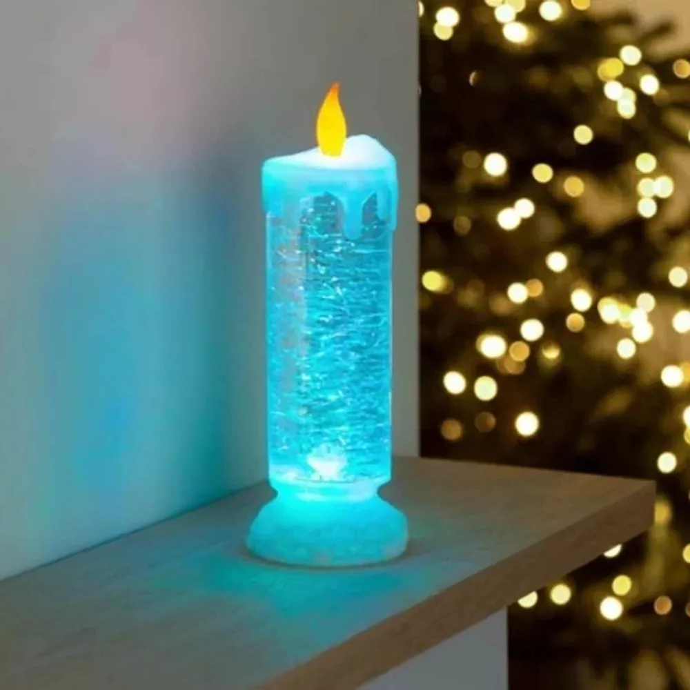 Wiederaufladbare LED Weihnachtskerzen mit Glitzer