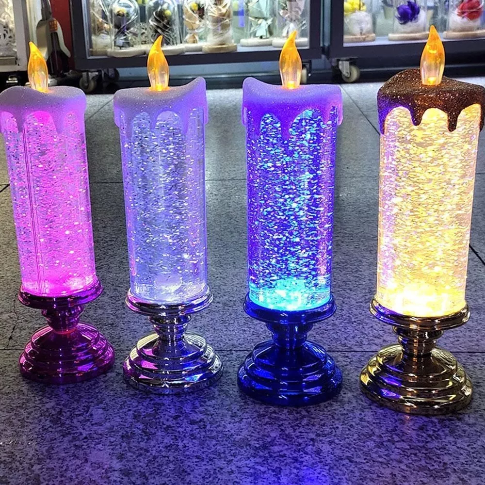 Wiederaufladbare LED Weihnachtskerzen mit Glitzer