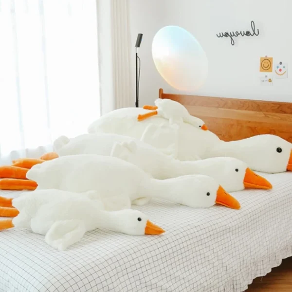 Großes weißes Gans-Wurfkissen Ente schlafendes Plüschspielzeug große Gans Puppe Plüschspielzeug