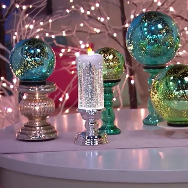 Wiederaufladbare LED Weihnachtskerzen mit Glitzer