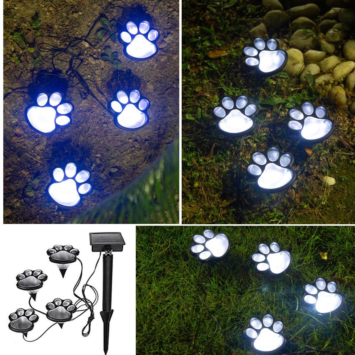 Paw Print Solarbetriebene Lampen (4 Stück)