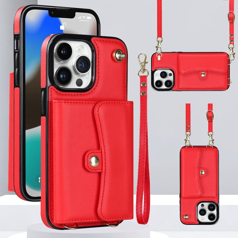 Leder Schultertasche mit Tragetasche und Lanyard für das iPhone