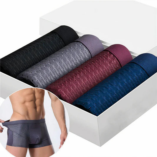 4 Stück BAMBUSFASER BOXERSHORTS - FÜR GANZTÄGLICHEN KOMFORT