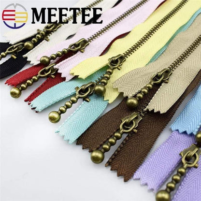 10 pieces Meetee metal zippers 15/20/30/40cm 3# continuous zipper bronze for DIY sewing projects bags jeans shoes clothing tailoring craft supplies