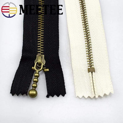 10 pieces Meetee metal zippers 15/20/30/40cm 3# continuous zipper bronze for DIY sewing projects bags jeans shoes clothing tailoring craft supplies