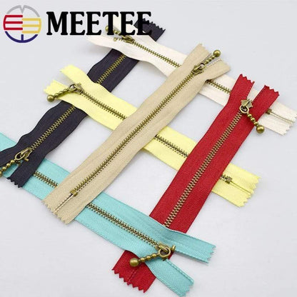 10 pieces Meetee metal zippers 15/20/30/40cm 3# continuous zipper bronze for DIY sewing projects bags jeans shoes clothing tailoring craft supplies