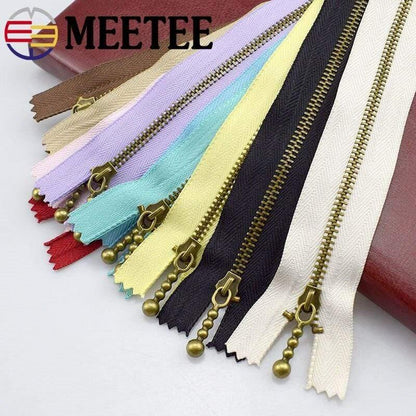 10 pieces Meetee metal zippers 15/20/30/40cm 3# continuous zipper bronze for DIY sewing projects bags jeans shoes clothing tailoring craft supplies
