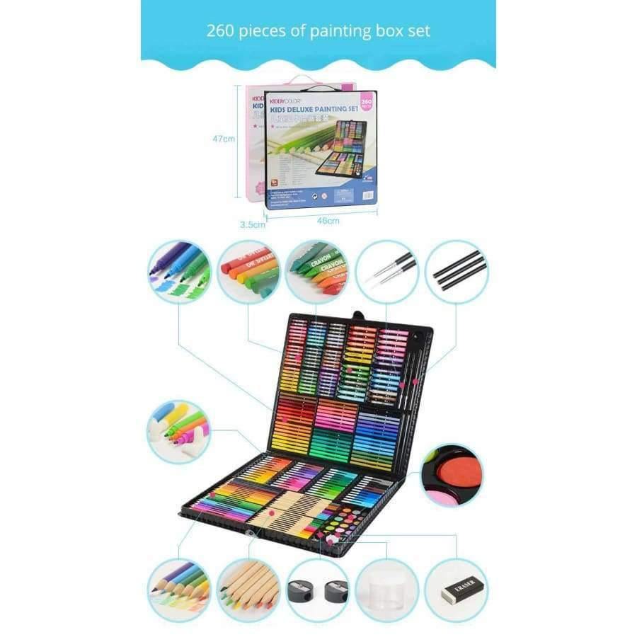 163/260 Stk Kinder Malset Schülermalerei Wasserfarben Palette Pinsel Stift Werkzeugbox Kinder Geschenkbox Kunst Malbedarf