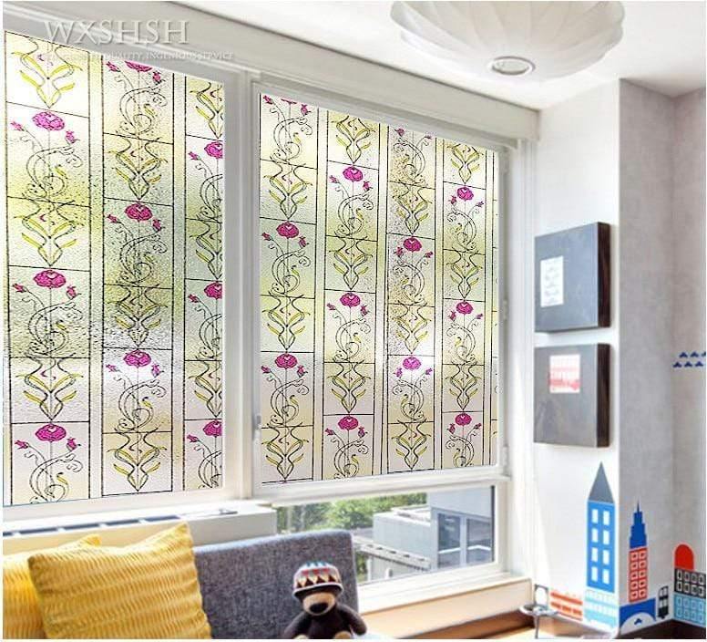 Multi-Size Sichtschutzfensterfolie, Statik-Klebe-Fensterglas-Tönung, Anti-UV-Solarfolie, Vinyl-Hitzeschutzglasabdeckungen (Rose)