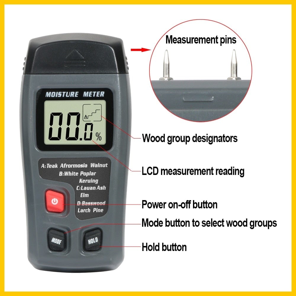 RZ Wood Moisture Meter Hygrometer Wood Moisture Detector Tree Density Digital Wood Moisture Tester