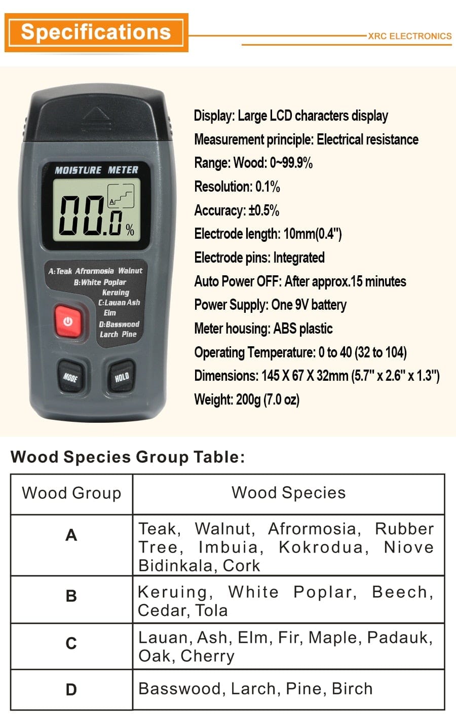 RZ Wood Moisture Meter Hygrometer Wood Moisture Detector Tree Density Digital Wood Moisture Tester
