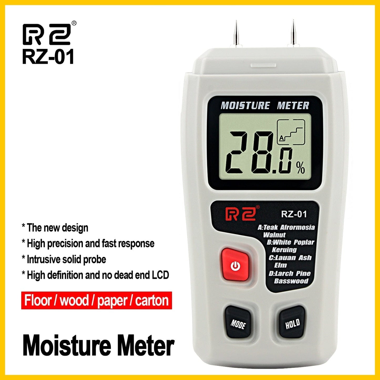 RZ Wood Moisture Meter Hygrometer Wood Moisture Detector Tree Density Digital Wood Moisture Tester