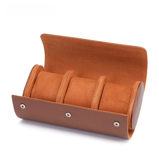 Vintage Leder 3-Slot Herren Uhrenbox für Reisen