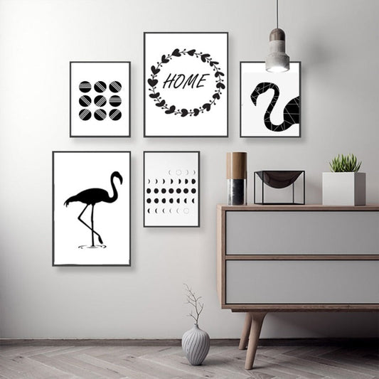 Schwarzer Flamingo - Leinwand Wandkunst Gemälde