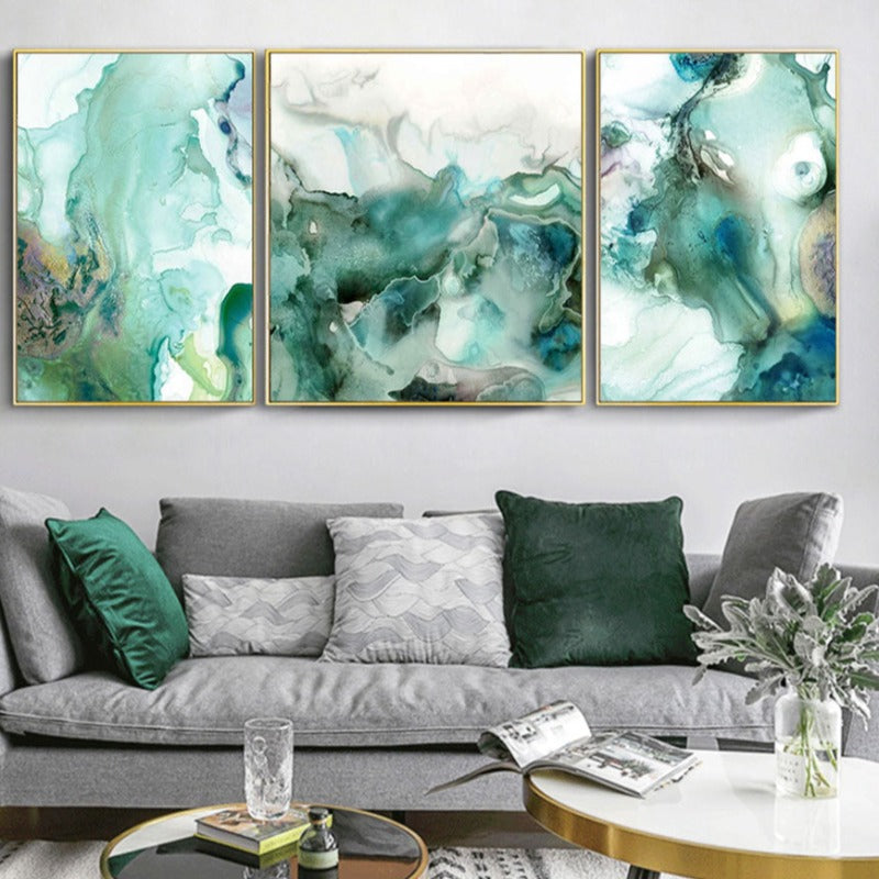 Mint Sea Marble - Leinwand Wandkunst Gemälde