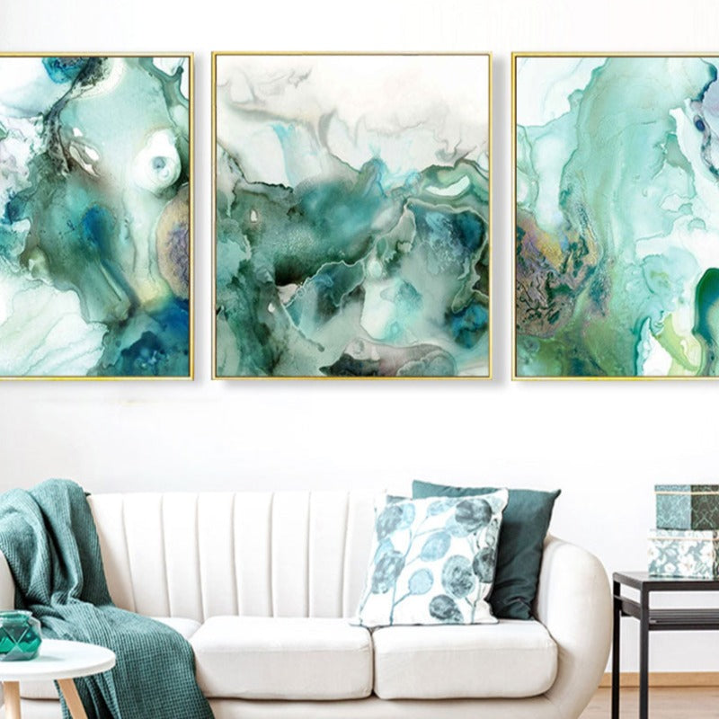 Mint Sea Marble - Leinwand Wandkunst Gemälde