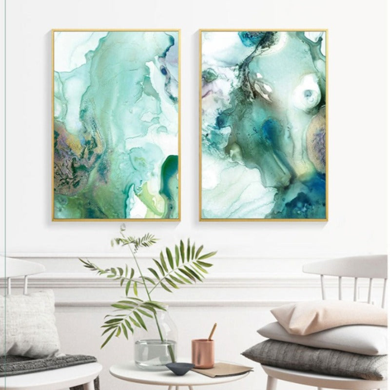 Mint Sea Marble - Leinwand Wandkunst Gemälde