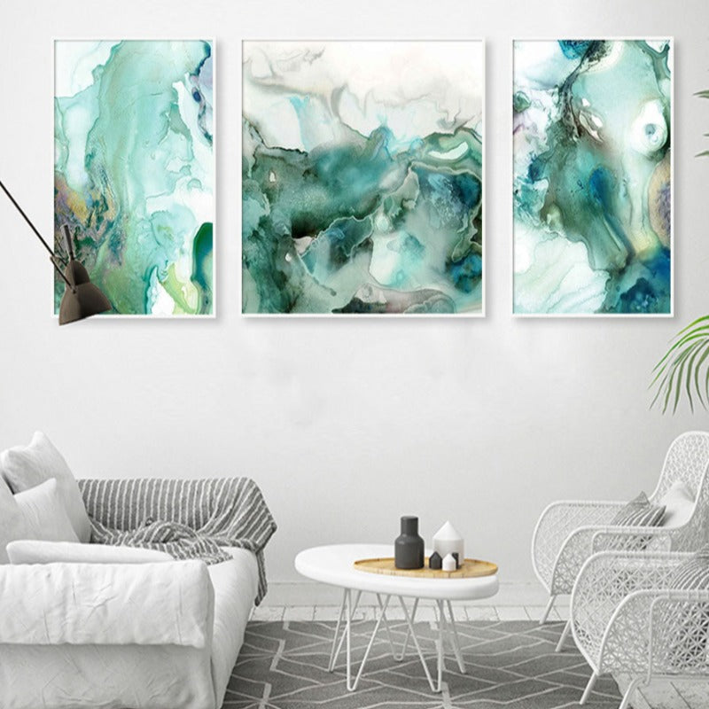 Mint Sea Marble - Leinwand Wandkunst Gemälde