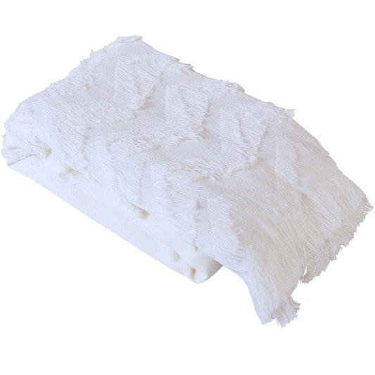 Jacquard-Baumwolldecke mit Fransen