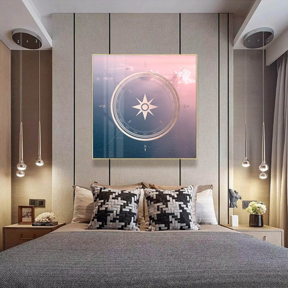 Roségold Kompass Poster Stillleben - Leinwand Wandkunst Gemälde