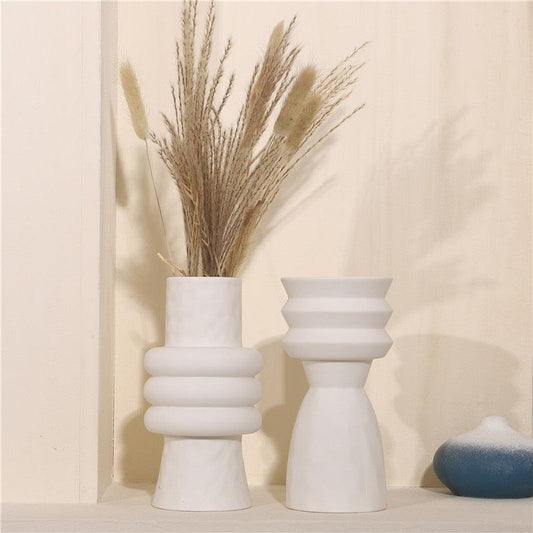 Sandsberg Keramikvase | Elegantes Weißes Design | Tapered & Center Rings | Stilvolle Deko