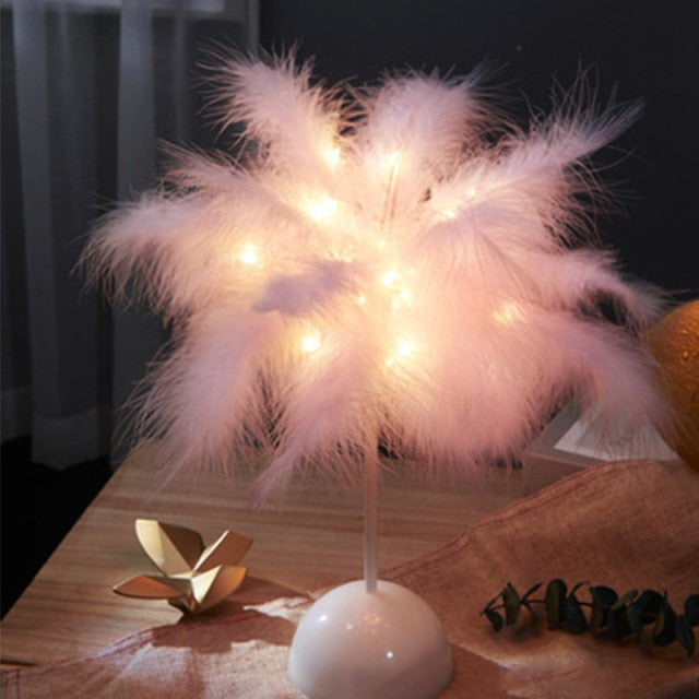Sandsberg Elegance Tischlampe | Kreatives Palmenbaum-Federdesign | Romantische Beleuchtung | Exklusive Dekoration
