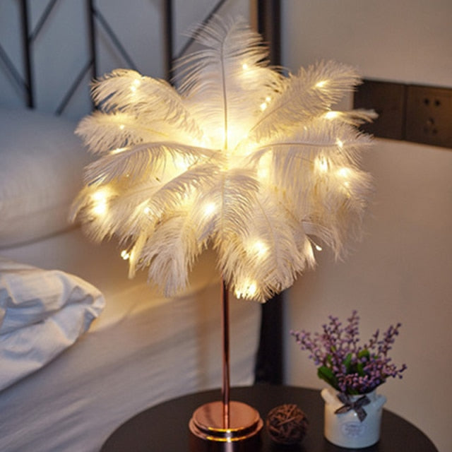 Sandsberg Elegance Tischlampe | Kreatives Palmenbaum-Federdesign | Romantische Beleuchtung | Exklusive Dekoration