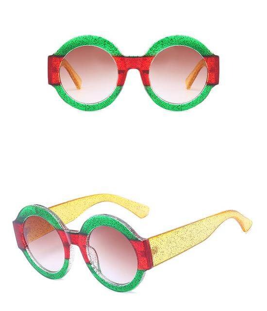 Designer Rote Grüne Schwarze Kreis Sonnenbrille