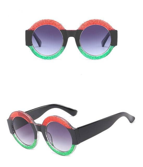Designer Rote Grüne Schwarze Kreis Sonnenbrille