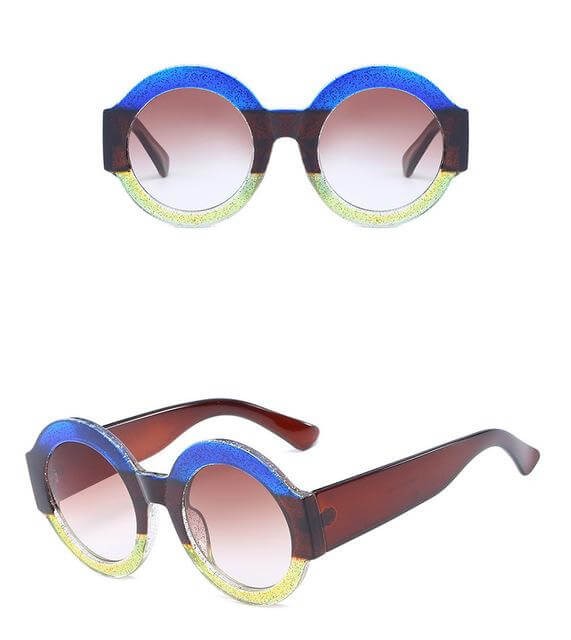 Designer Rote Grüne Schwarze Kreis Sonnenbrille