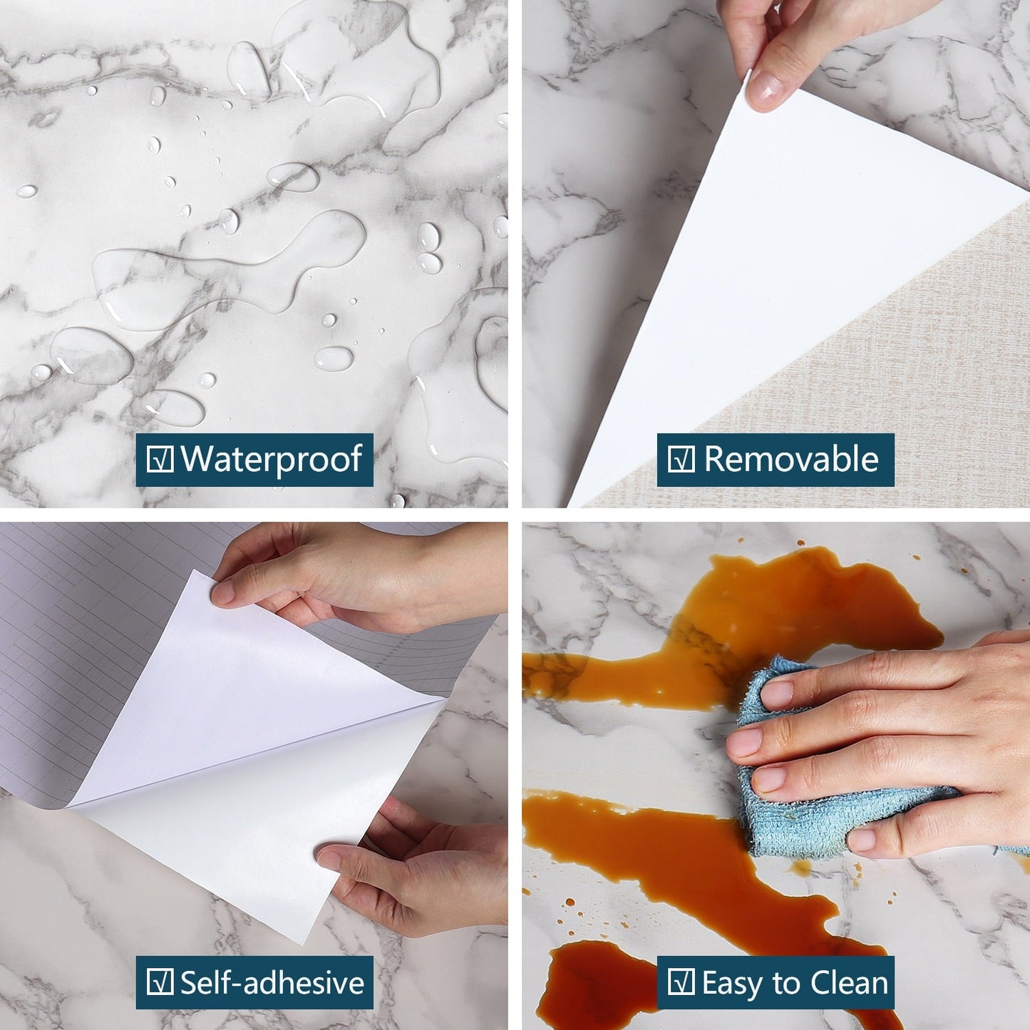 Sandsberg | PVC solide Vinyl-Marmor-Tapete wasserdicht selbstklebendes Tapete