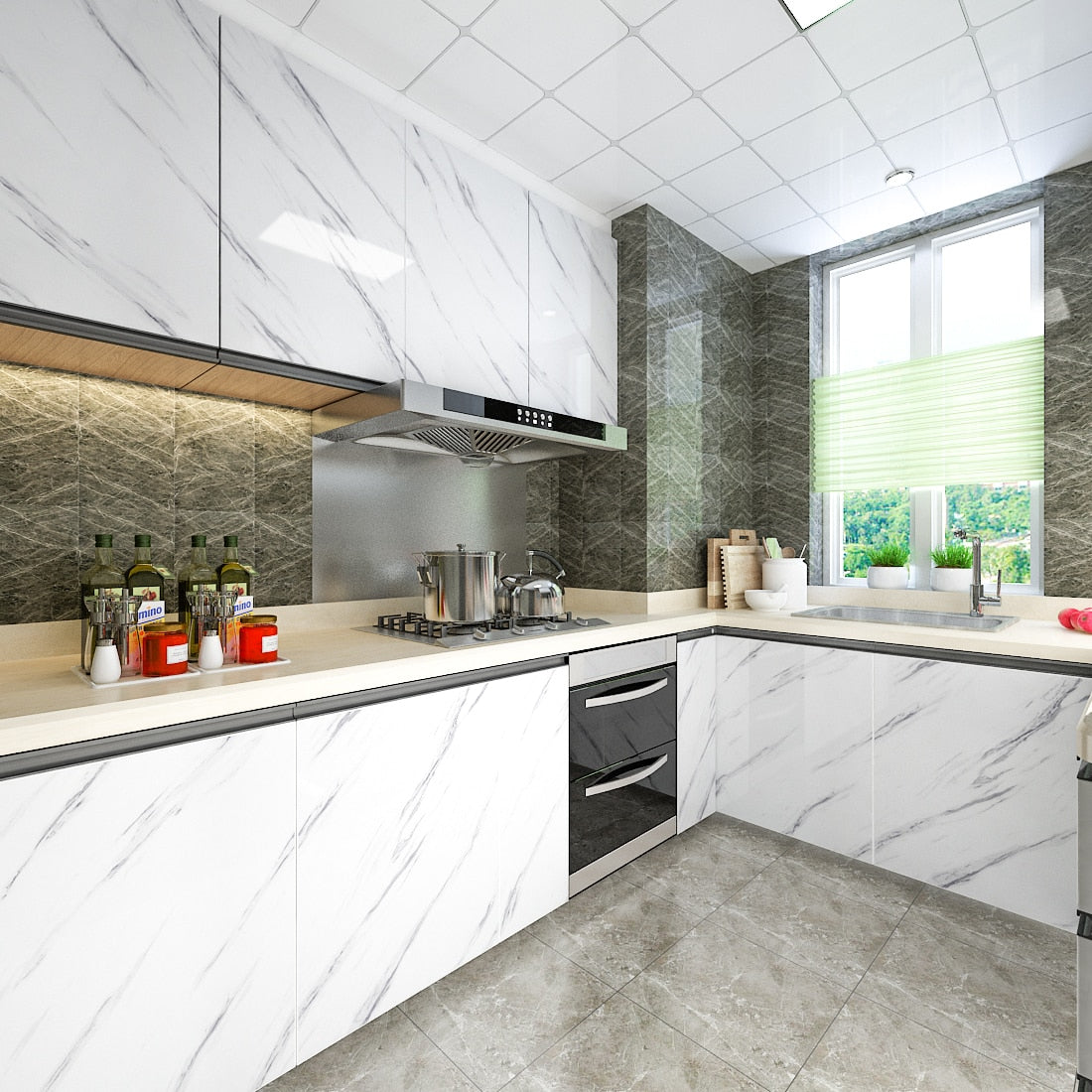 Sandsberg | PVC solide Vinyl-Marmor-Tapete wasserdicht selbstklebendes Tapete