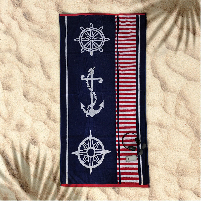Handtücher & Waschlappen Rans Premium Baumwolle Jacquard Strandtuch Matrose Blau