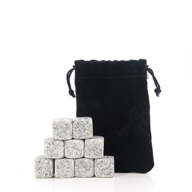 Wiederverwendbare Kühl-Eiswürfel Whiskey-Steine-Set Granit Whiskey-Steine