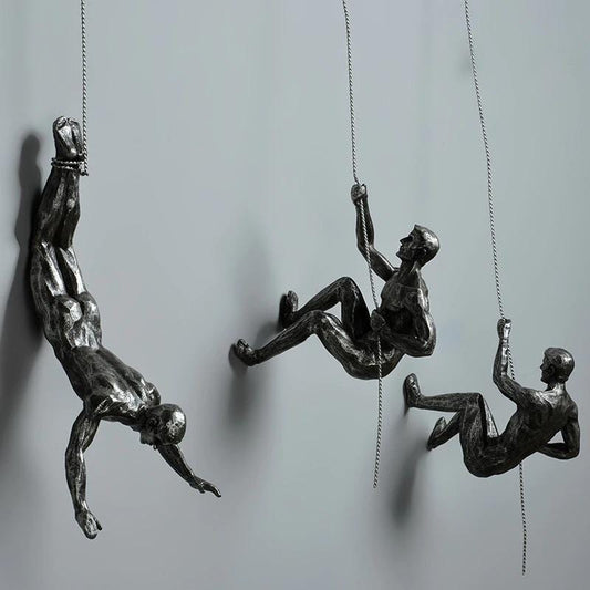 Felskletter Männer Skulptur Wanddekoration (Set von 3)